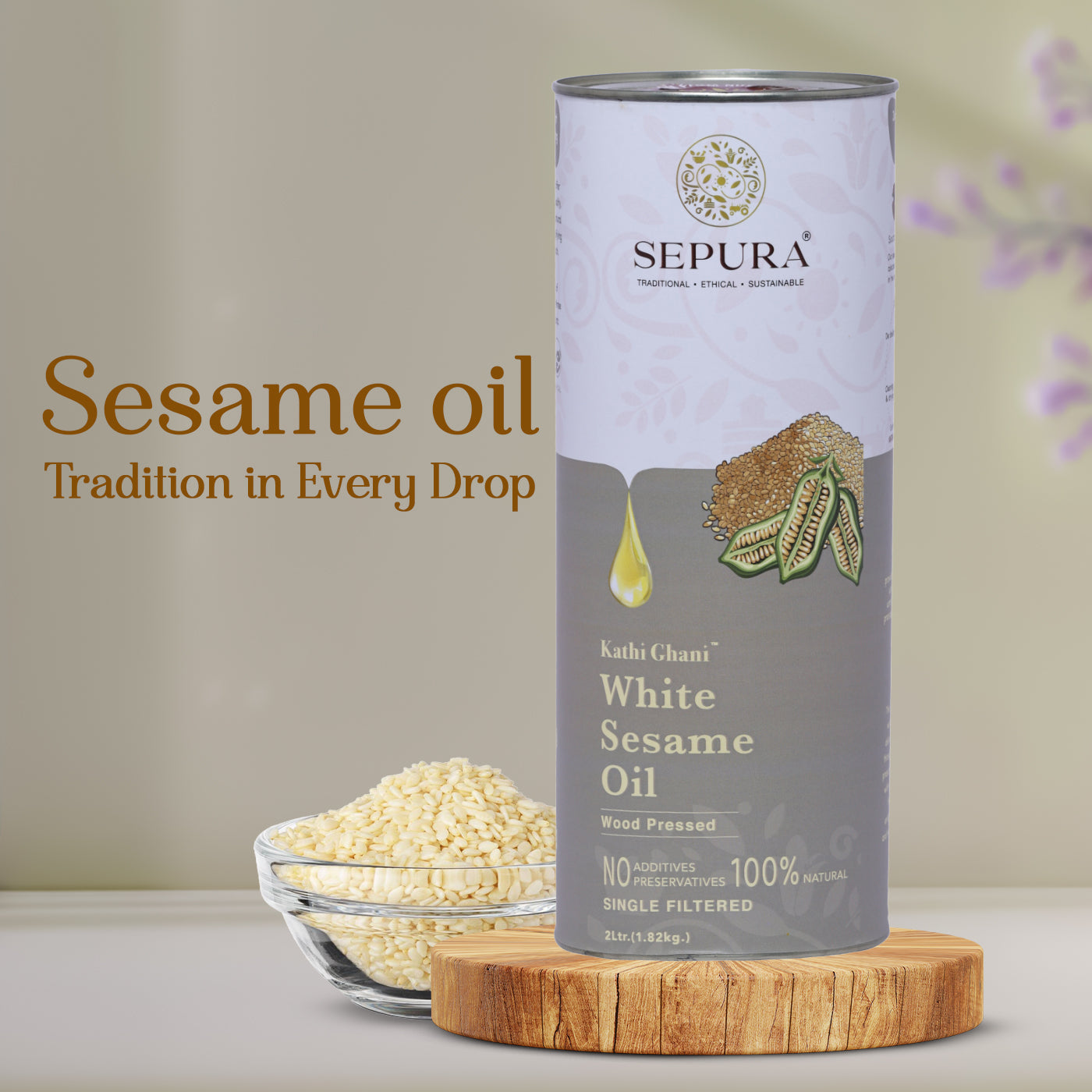 KATHI-GHANI (WOOD-PRESS) WHITE SESAME  OIL