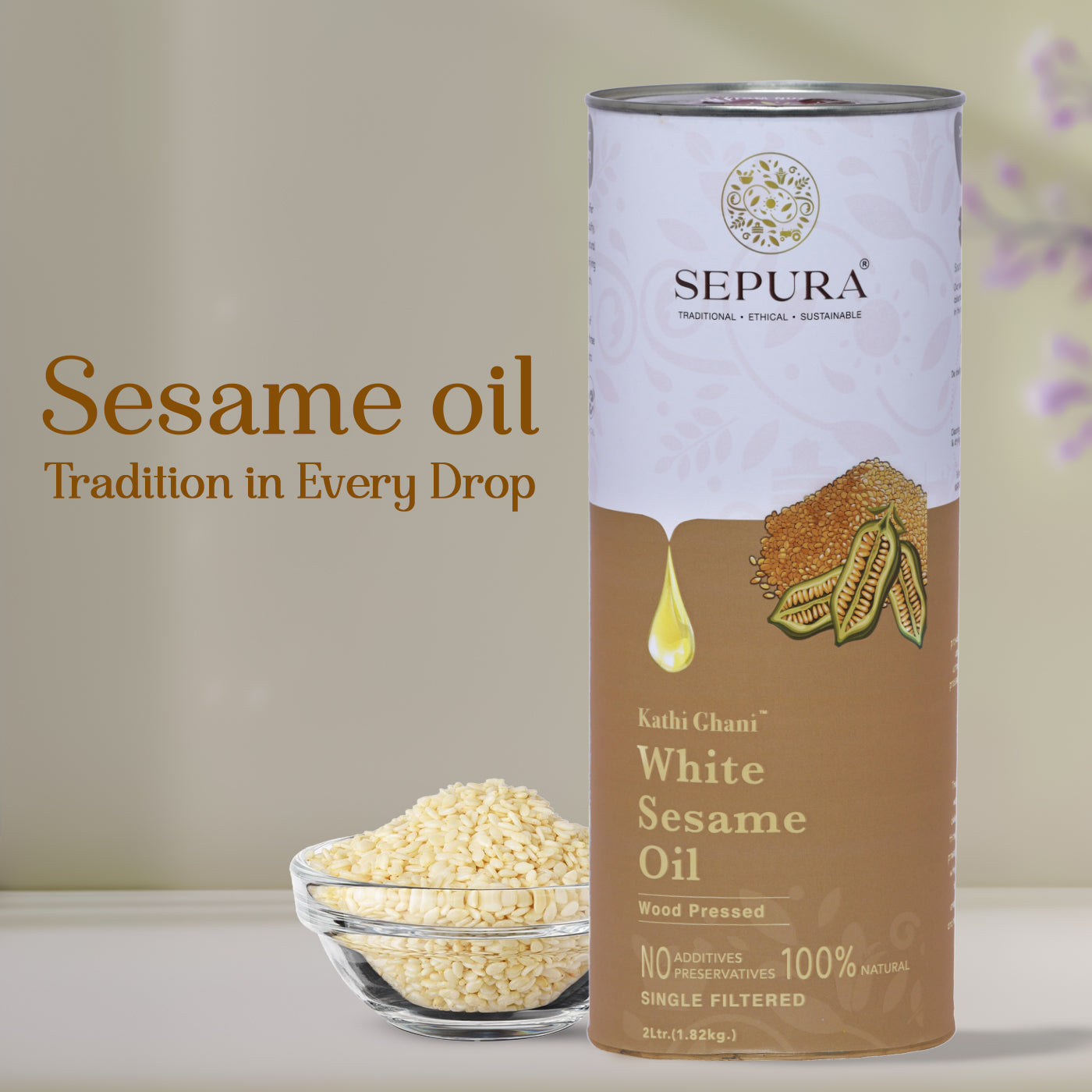 KATHI-GHANI (WOOD-PRESS) WHITE SESAME  OIL