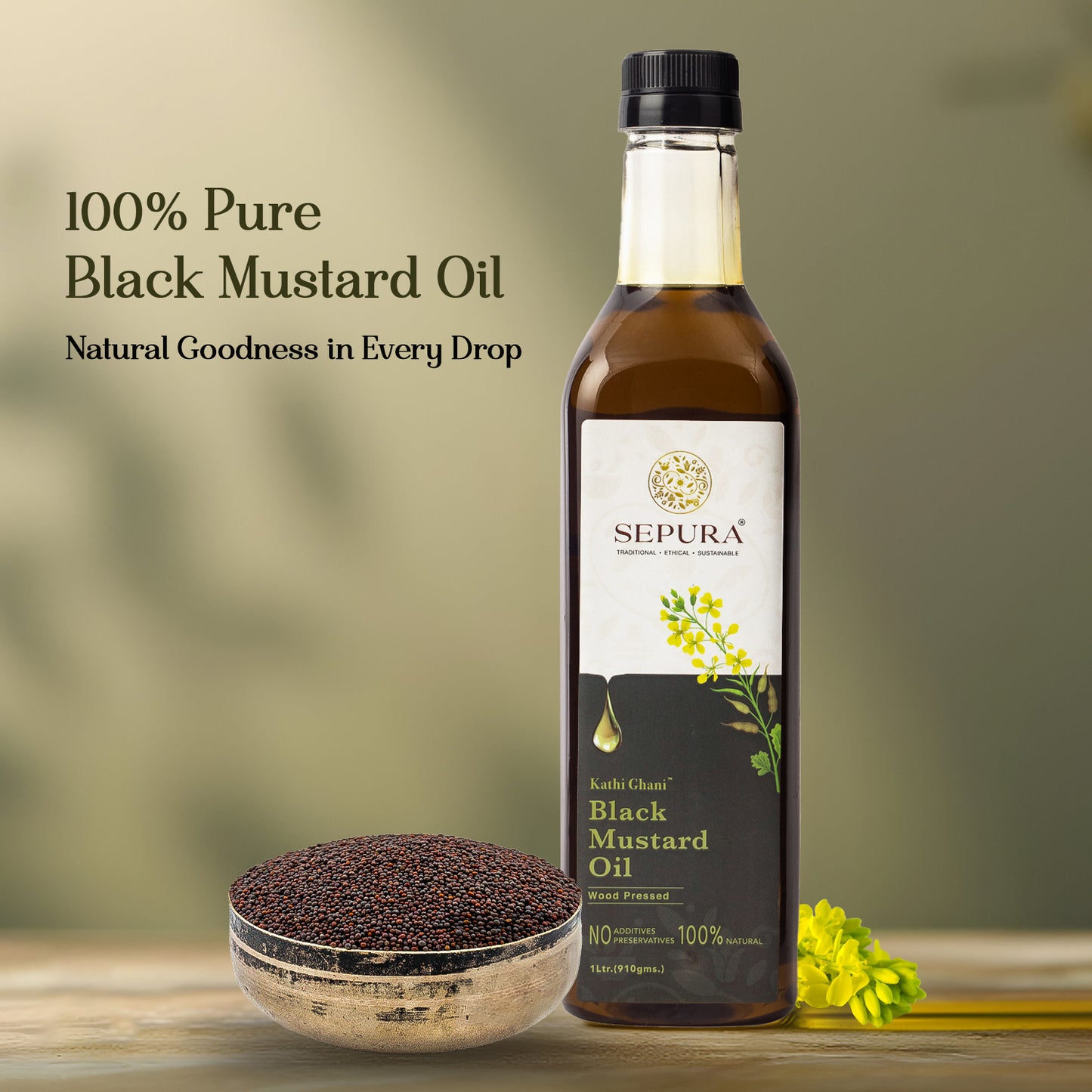 KATHI-GHANI BLACK MUSTARD OIL (1 LITRE PET BOTTLE)